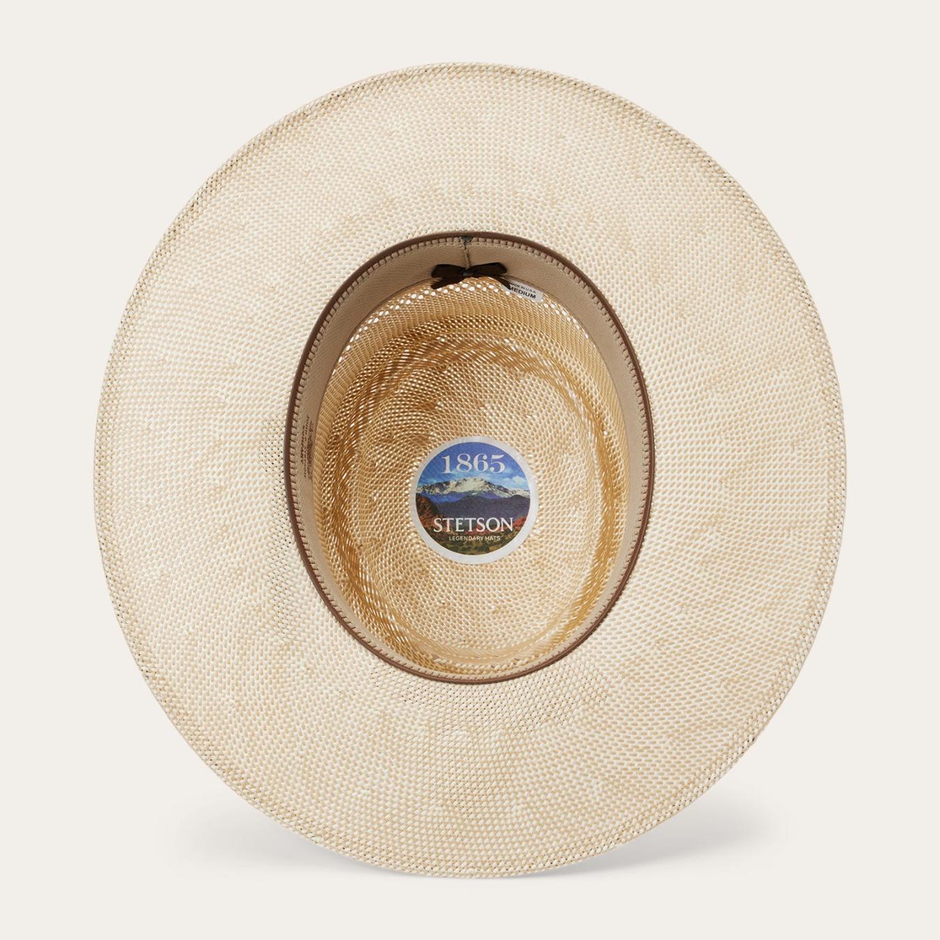 Men/Women Fedora Stetson Batterson Straw Hat Ivory/tan