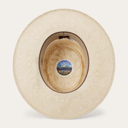 Men/Women Fedora Stetson Batterson Straw Hat Ivory/tan