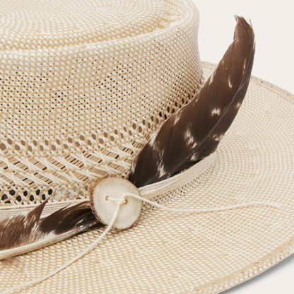 Men/Women Fedora Stetson Batterson Straw Hat Ivory/tan