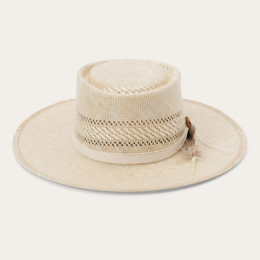 Men/Women Fedora Stetson Batterson Straw Hat Ivory/tan