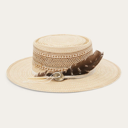 Men/Women Fedora Stetson Batterson Straw Hat Natural/tan