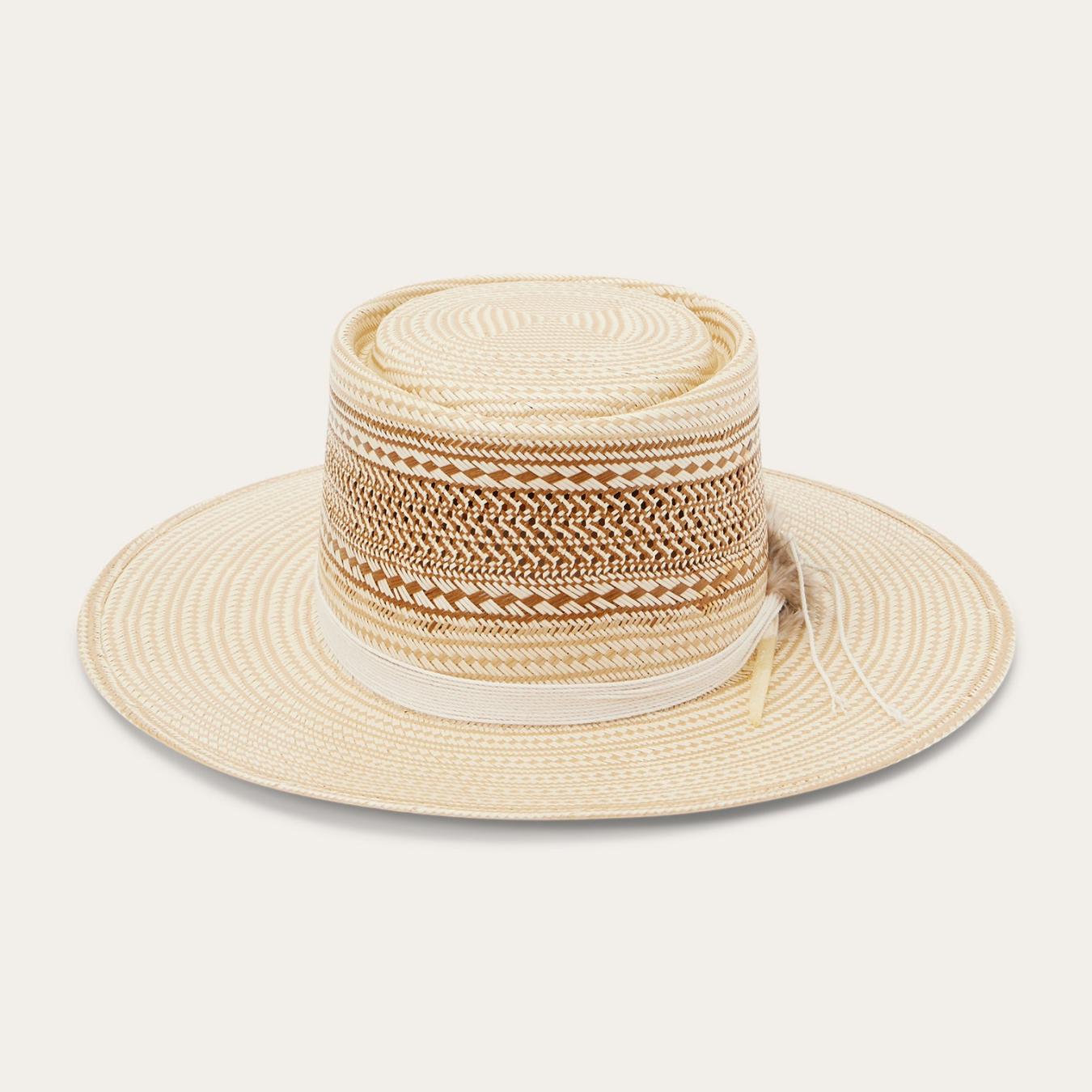 Men/Women Fedora Stetson Batterson Straw Hat Natural/tan