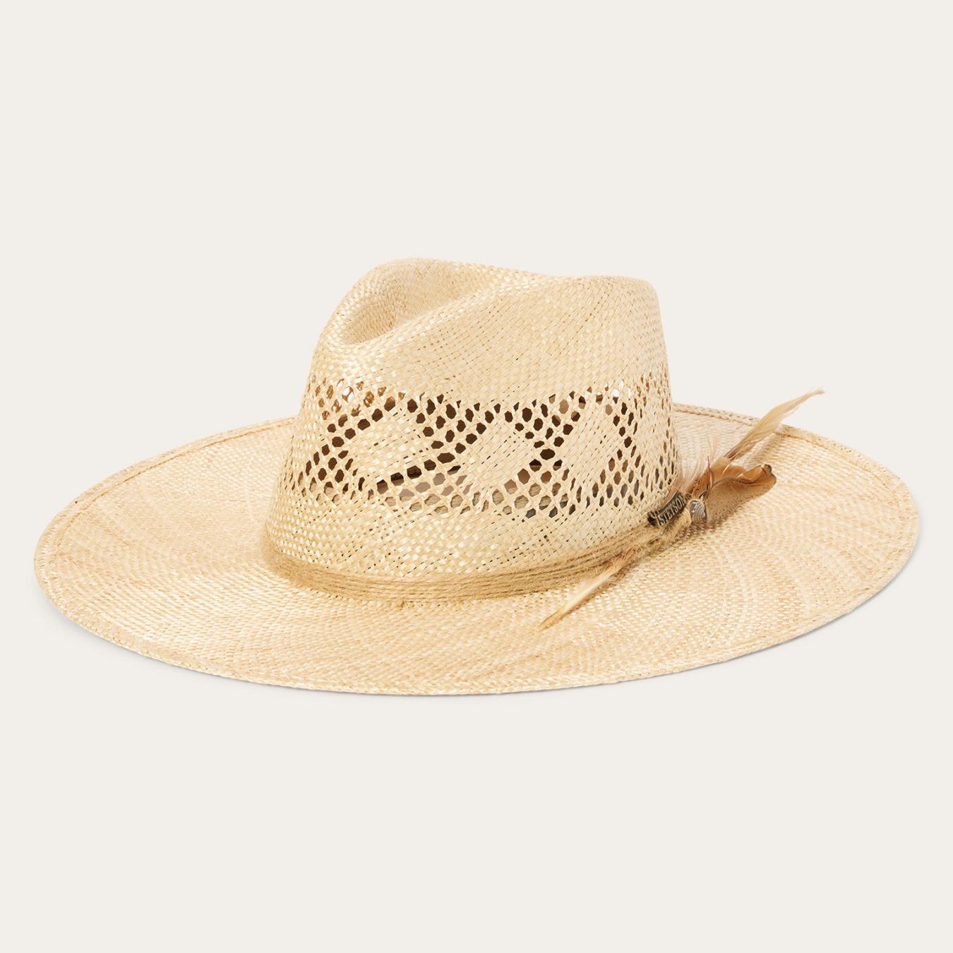 Men/Women Fedora Stetson Chorus Straw Flat Brim Hat Natural