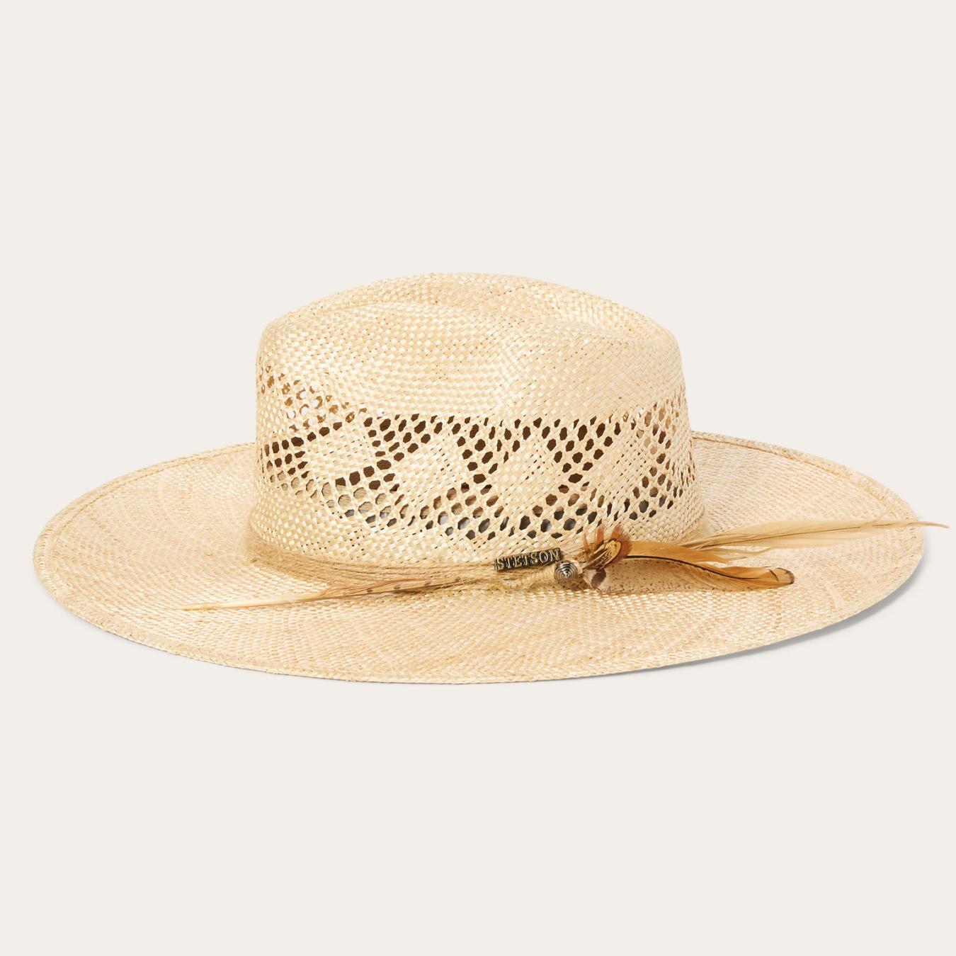 Men/Women Fedora Stetson Chorus Straw Flat Brim Hat Natural