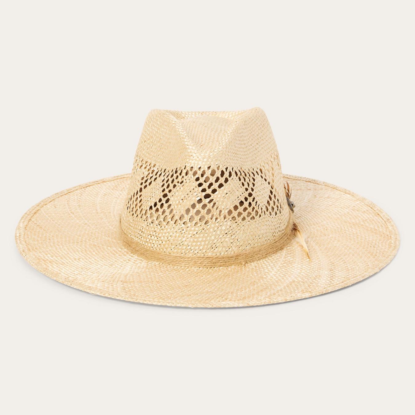 Men/Women Fedora Stetson Chorus Straw Flat Brim Hat Natural