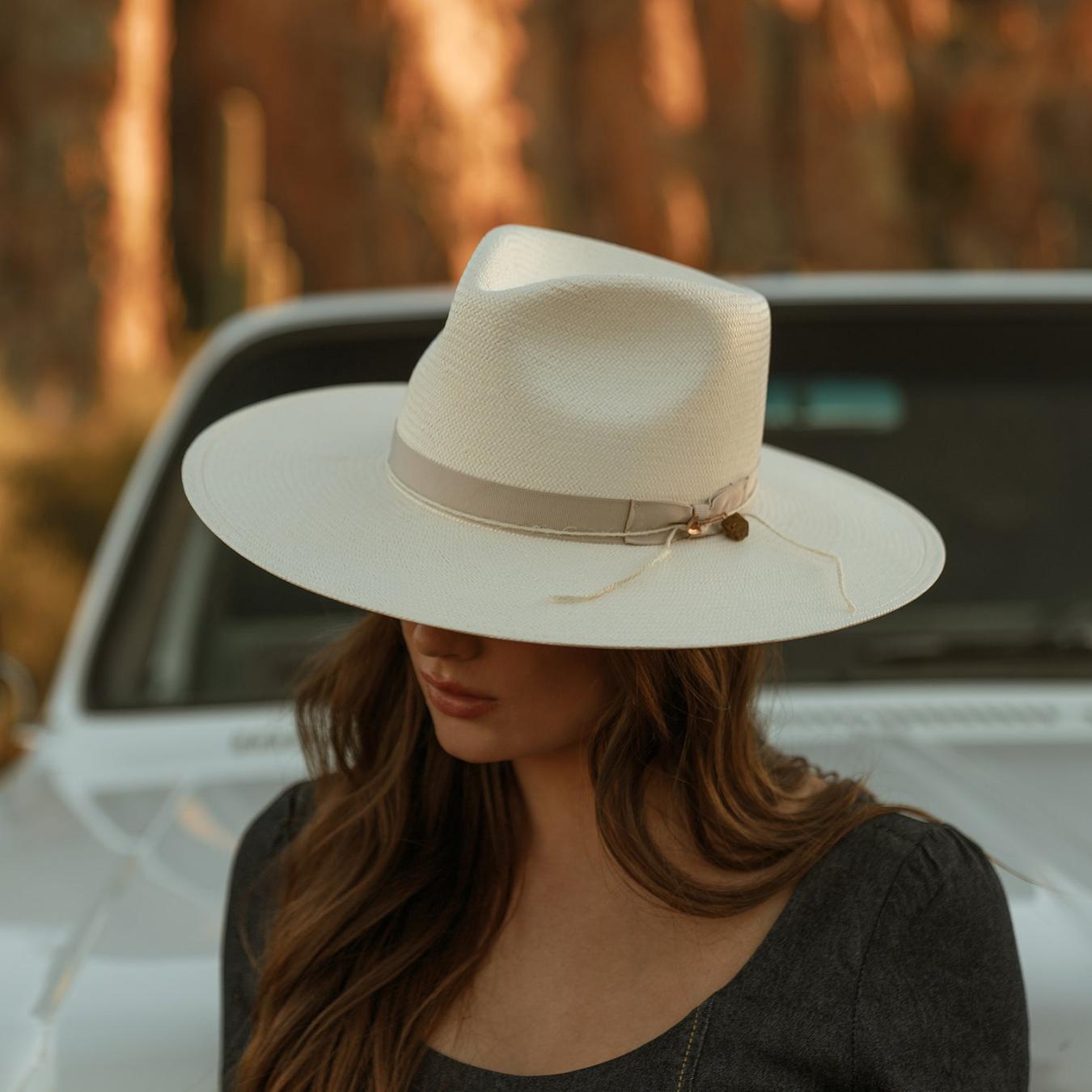 Men/Women Fedora Stetson JW Marshall Straw Flat Brim Hat Natural