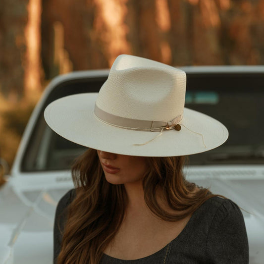 Men/Women Fedora Stetson JW Marshall Straw Flat Brim Hat Natural