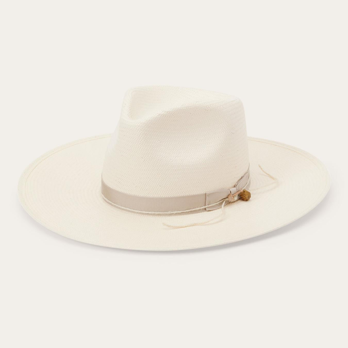 Men/Women Fedora Stetson JW Marshall Straw Flat Brim Hat Natural