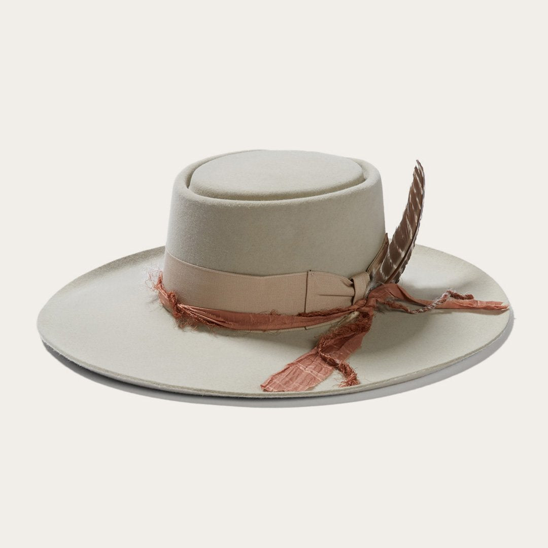 Men/Women Fedora Stetson Kings Row Firm Felt Hat Silver Grey