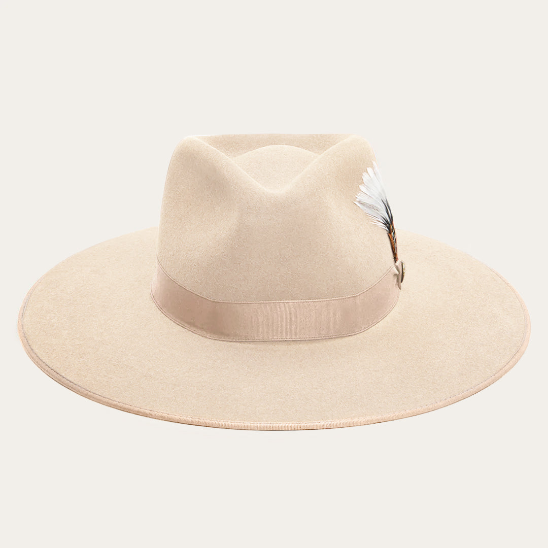Men/Women Fedora Stetson Midtown Wide Flat Brim Hat Bone