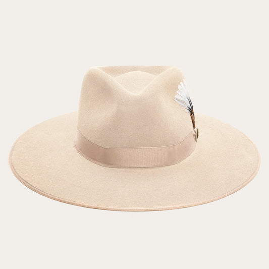 Men/Women Fedora Stetson Midtown Wide Flat Brim Hat Bone
