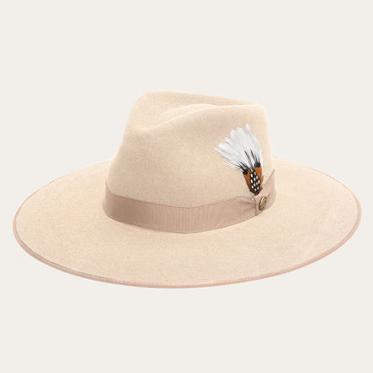 Men/Women Fedora Stetson Midtown Wide Flat Brim Hat Bone