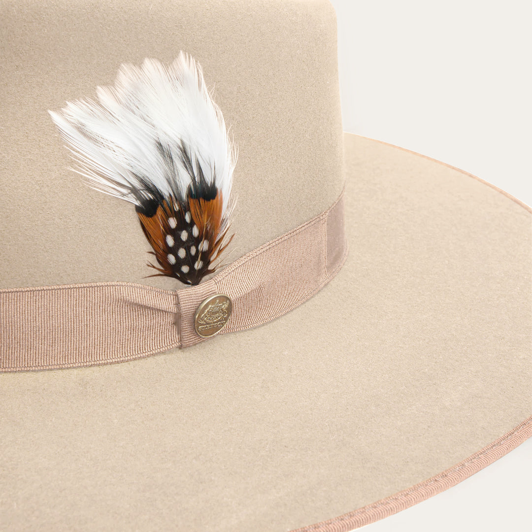 Men/Women Fedora Stetson Midtown Wide Flat Brim Hat Bone