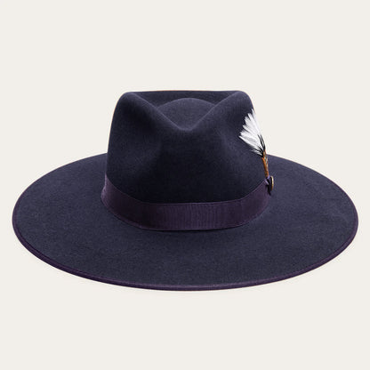 Men/Women Fedora Stetson Midtown Wide Flat Brim Hat Navy