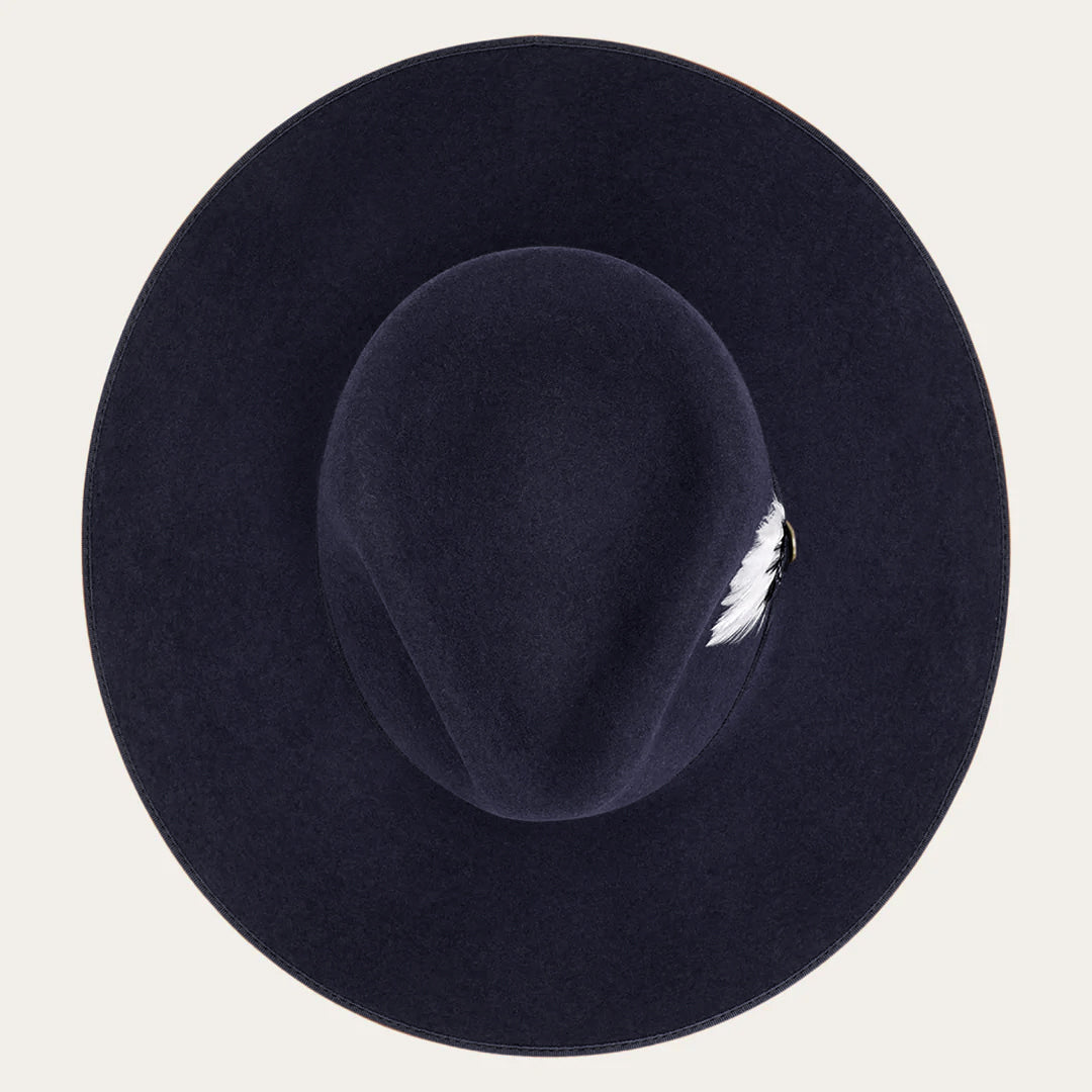 Men/Women Fedora Stetson Midtown Wide Flat Brim Hat Navy
