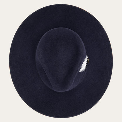 Men/Women Fedora Stetson Midtown Wide Flat Brim Hat Navy