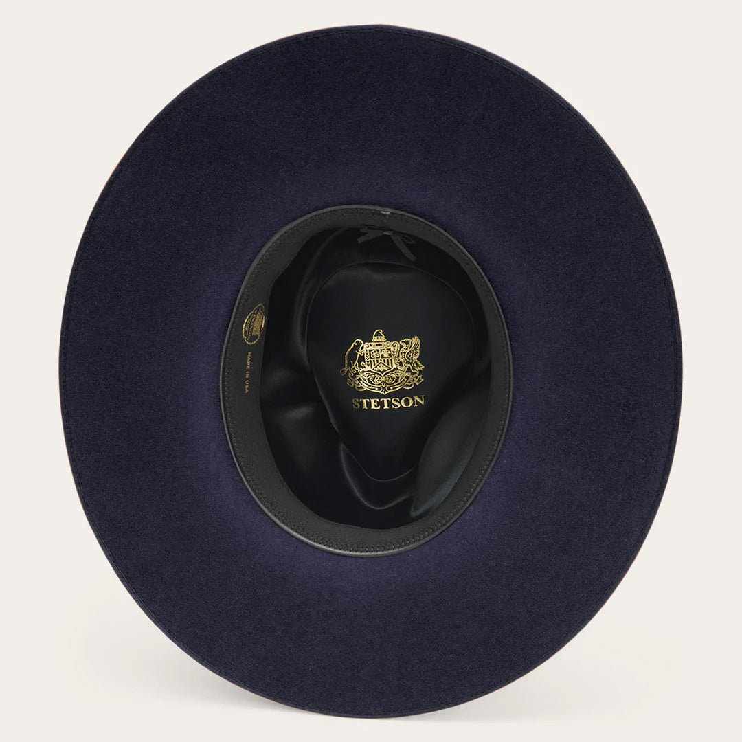 Men/Women Fedora Stetson Midtown Wide Flat Brim Hat Navy