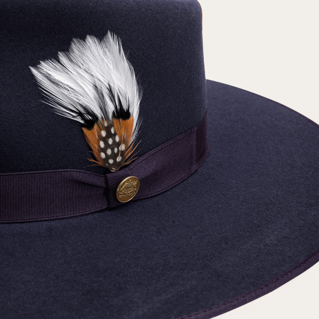 Men/Women Fedora Stetson Midtown Wide Flat Brim Hat Navy