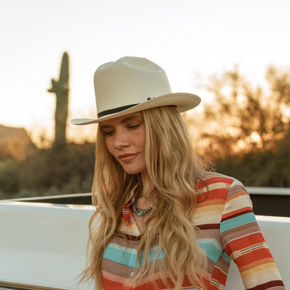 Men/Women Fedora Stetson Open Road 6X Straw Cowboy Hat Natural