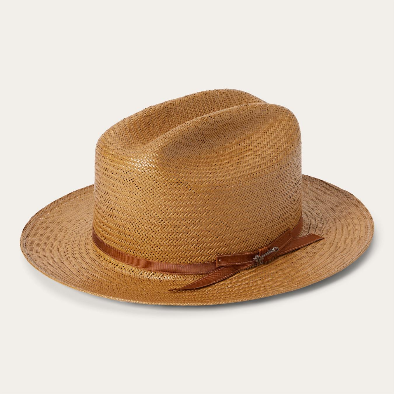 Men/Women Fedora Stetson Open Road Straw Hat Cognac