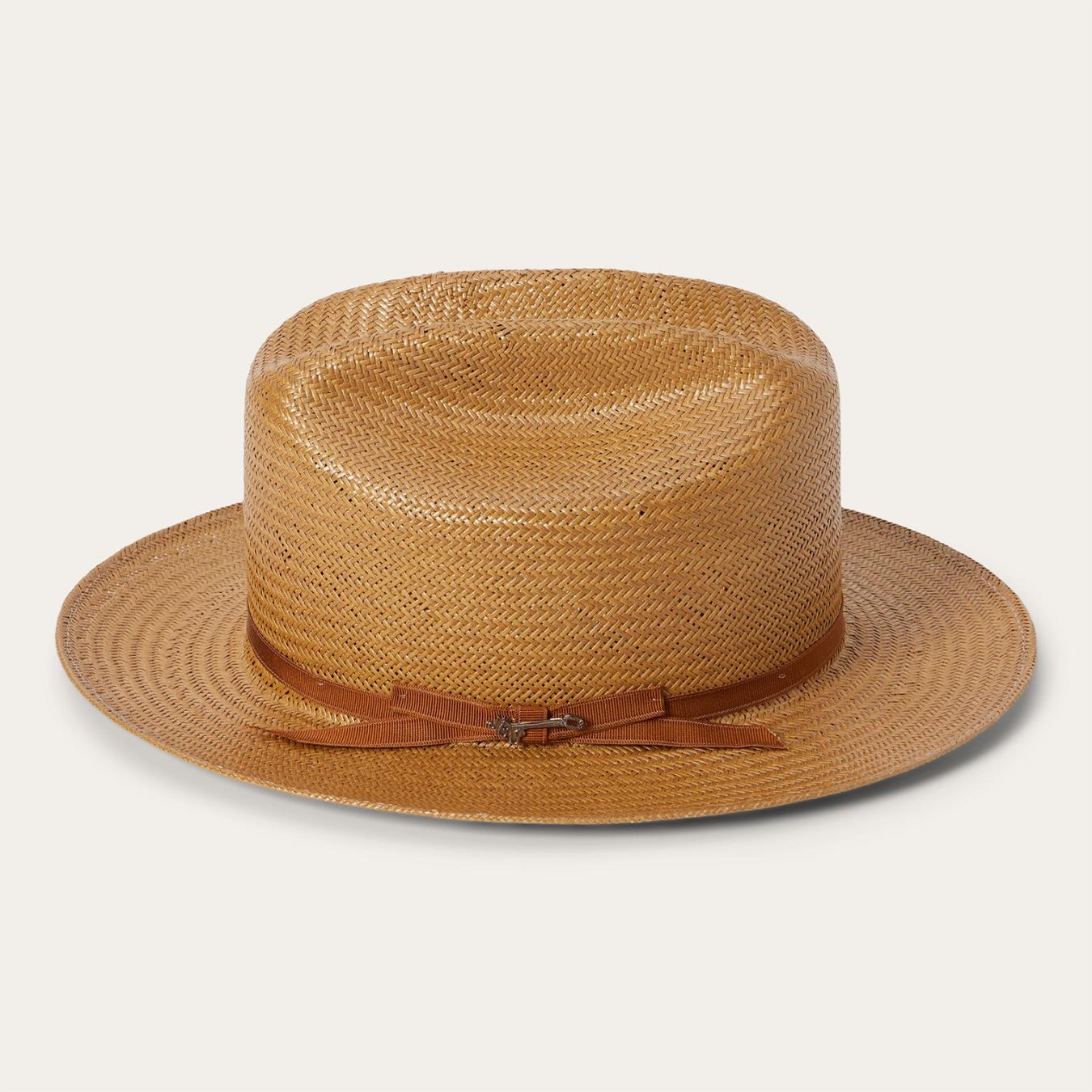 Men/Women Fedora Stetson Open Road Straw Hat Cognac