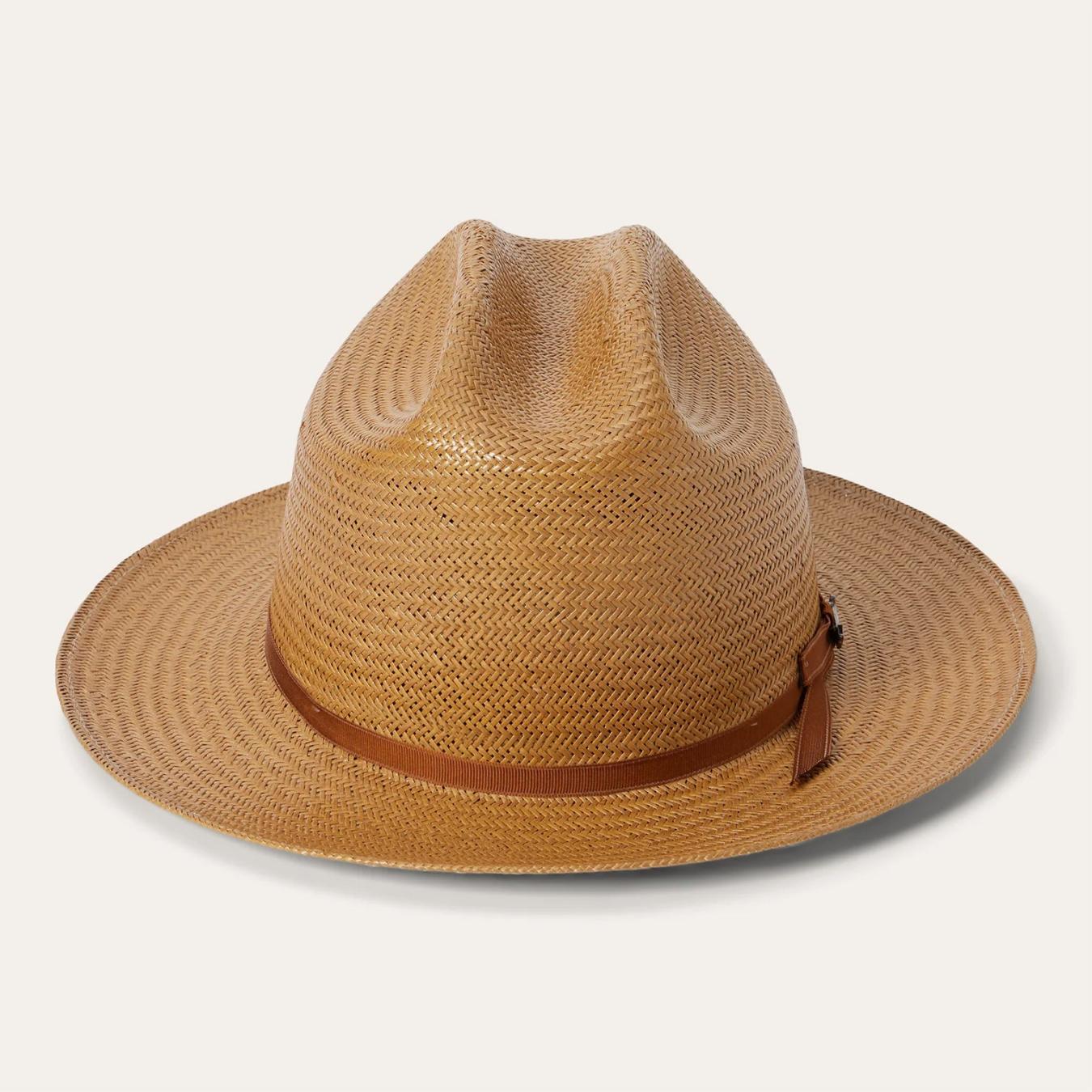 Men/Women Fedora Stetson Open Road Straw Hat Cognac