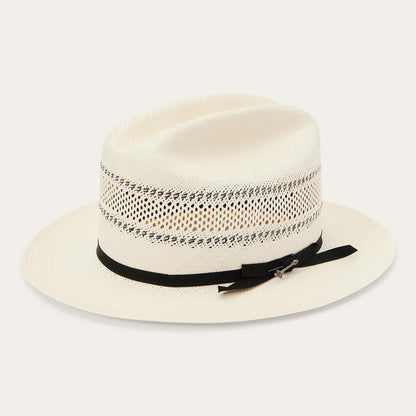Men/Women Fedora Stetson Open Road Straw Hat Natural/black