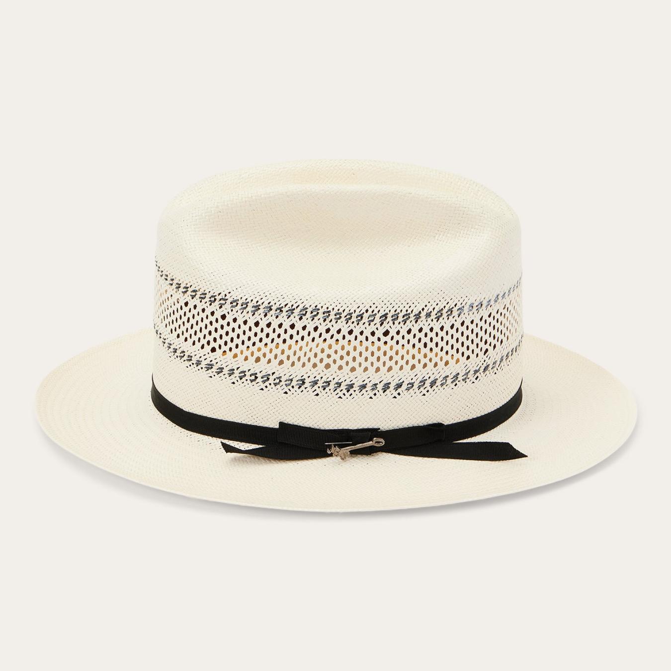 Men/Women Fedora Stetson Open Road Straw Hat Natural/black
