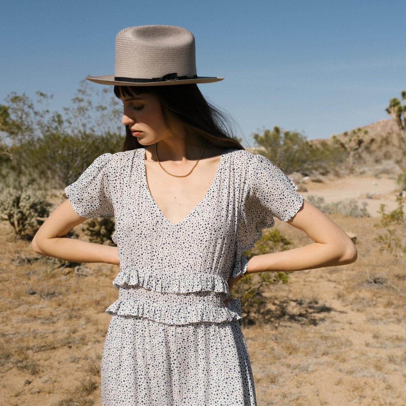 Men/Women Fedora Stetson Open Road Straw Hat Taupe