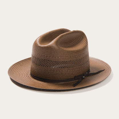 Men/Women Fedora Stetson Open Road Vented Straw Cowboy Hat Chocolate