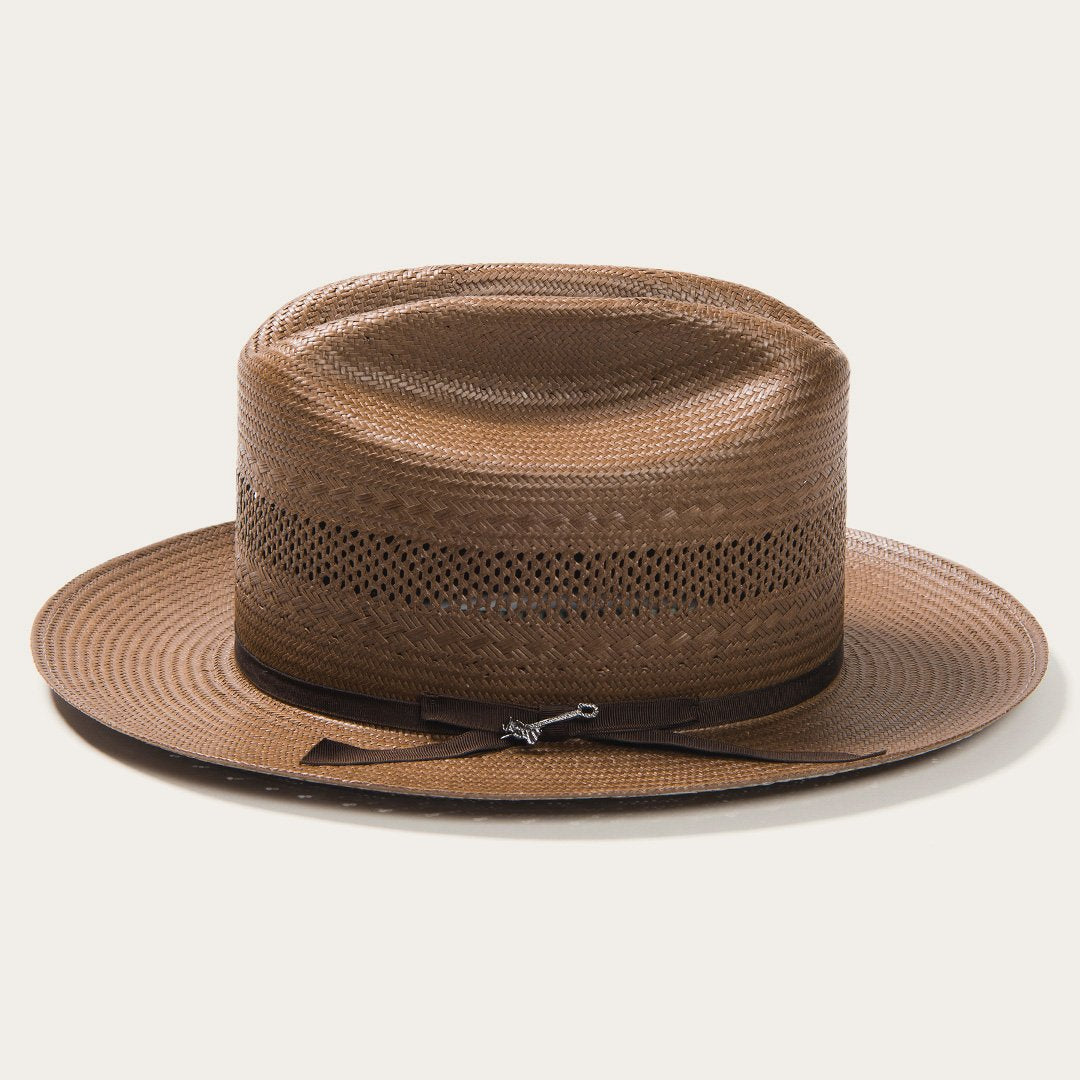Men/Women Fedora Stetson Open Road Vented Straw Cowboy Hat Chocolate