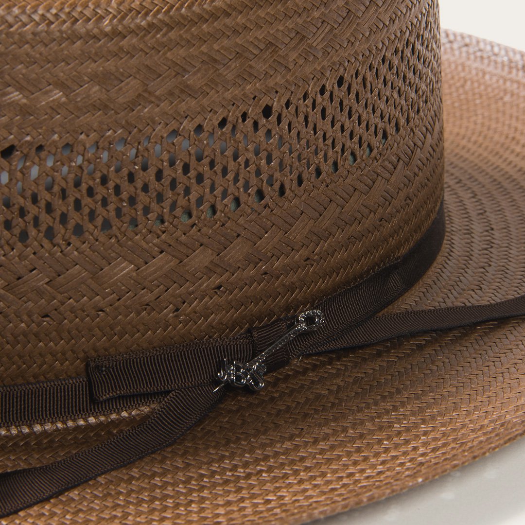Men/Women Fedora Stetson Open Road Vented Straw Cowboy Hat Chocolate