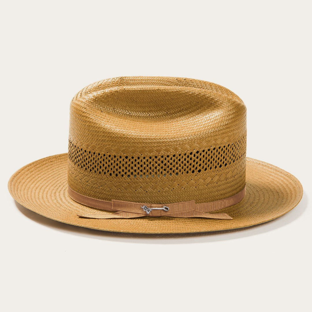Men/Women Fedora Stetson Open Road Vented Straw Cowboy Hat Cognac