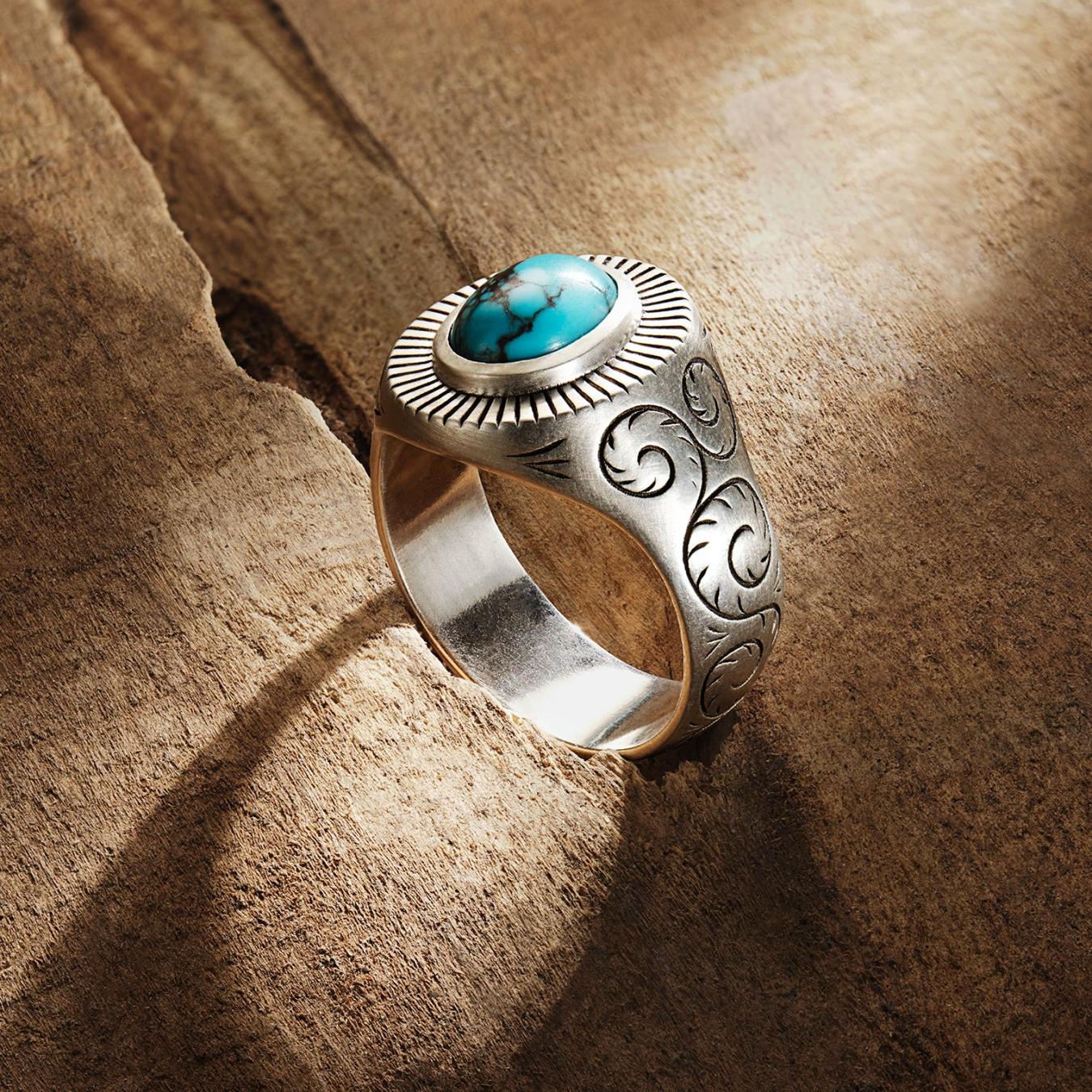 Men/Women Jewelry Stetson Filigree Ring With Turquoise