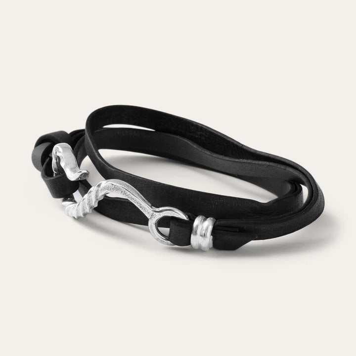 Men/Women Jewelry Stetson Hook Leather Bracelet Black Leather