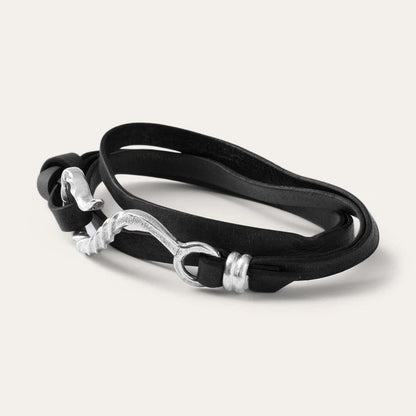 Men/Women Jewelry Stetson Hook Leather Bracelet Black Leather