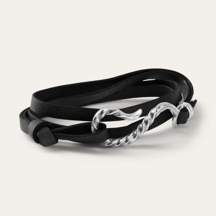 Men/Women Jewelry Stetson Hook Leather Bracelet Black Leather