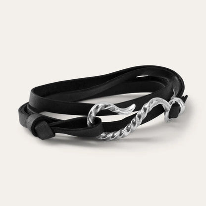 Men/Women Jewelry Stetson Hook Leather Bracelet Black Leather