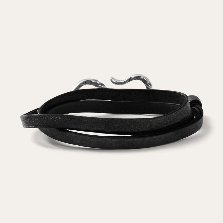 Men/Women Jewelry Stetson Hook Leather Bracelet Black Leather