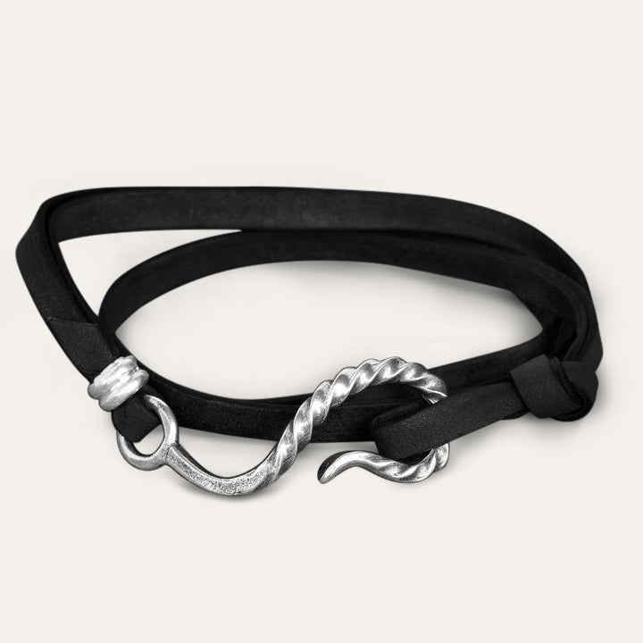 Men/Women Jewelry Stetson Hook Leather Bracelet Black Leather