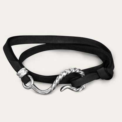 Men/Women Jewelry Stetson Hook Leather Bracelet Black Leather