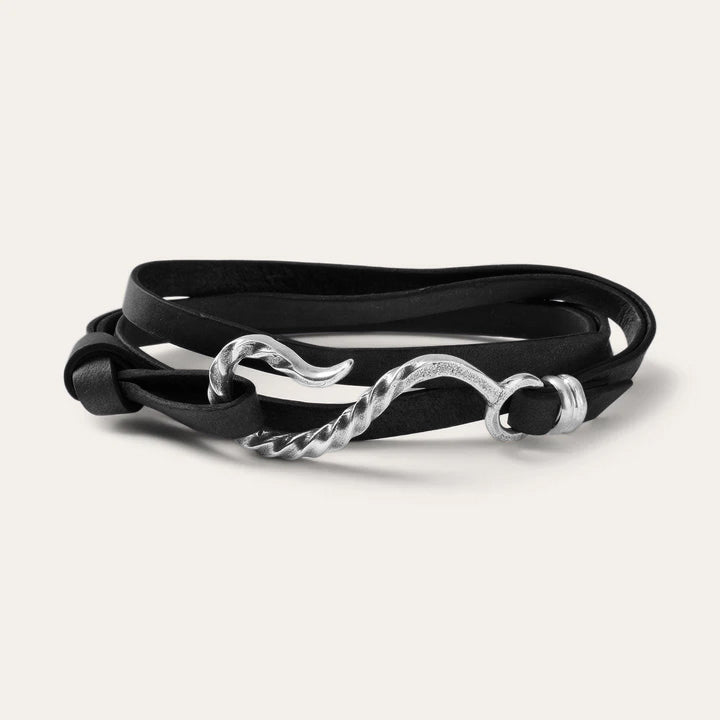 Men/Women Jewelry Stetson Hook Leather Bracelet Black Leather