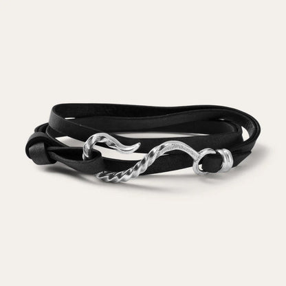 Men/Women Jewelry Stetson Hook Leather Bracelet Black Leather