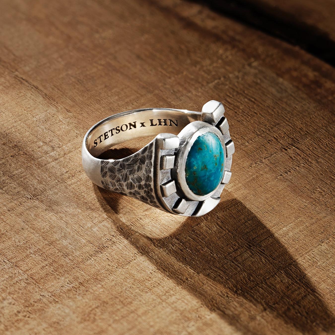 Men/Women Jewelry Stetson Horseshoe Ring With Turquoise