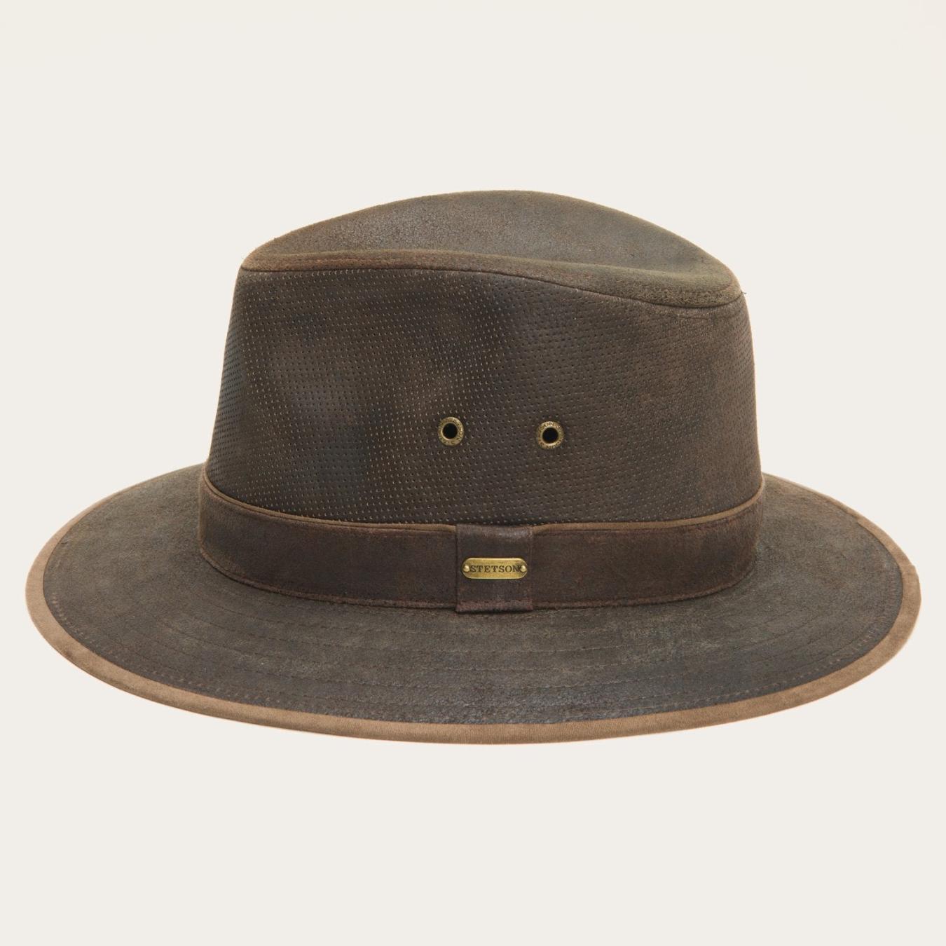 Men/Women Outdoor Stetson Weathered Leather Safari Hat Brown