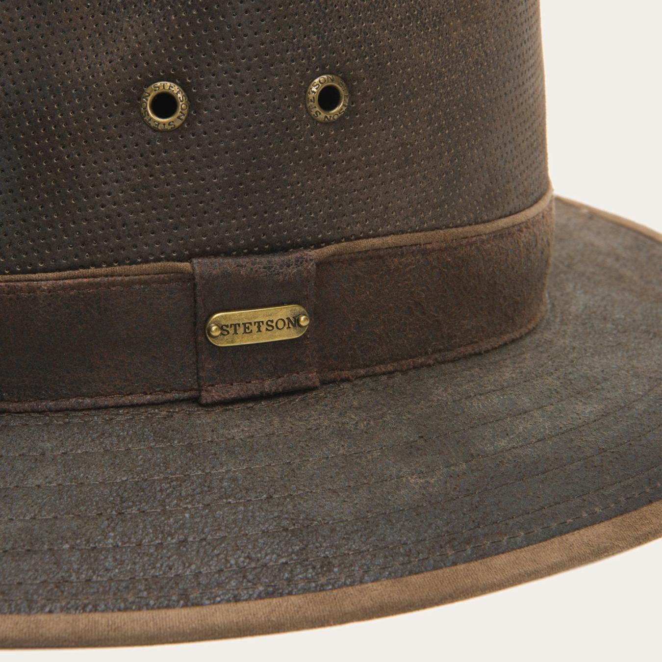 Men/Women Outdoor Stetson Weathered Leather Safari Hat Brown