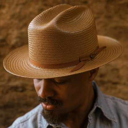 Men/Women Western Stetson Open Road Straw Hat Cognac