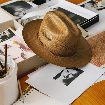 Men/Women Western Stetson Open Road Vented Straw Cowboy Hat Cognac
