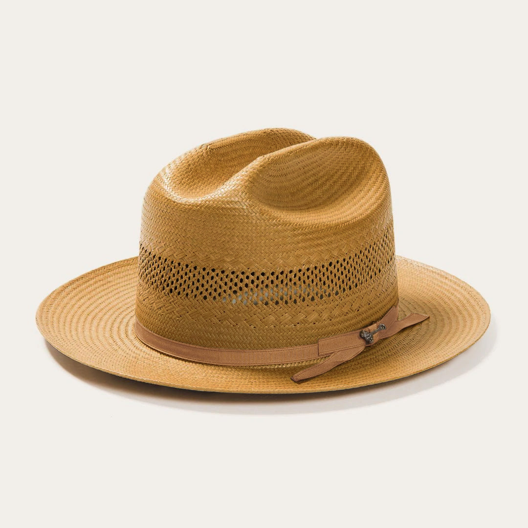 Men/Women Western Stetson Open Road Vented Straw Cowboy Hat Cognac