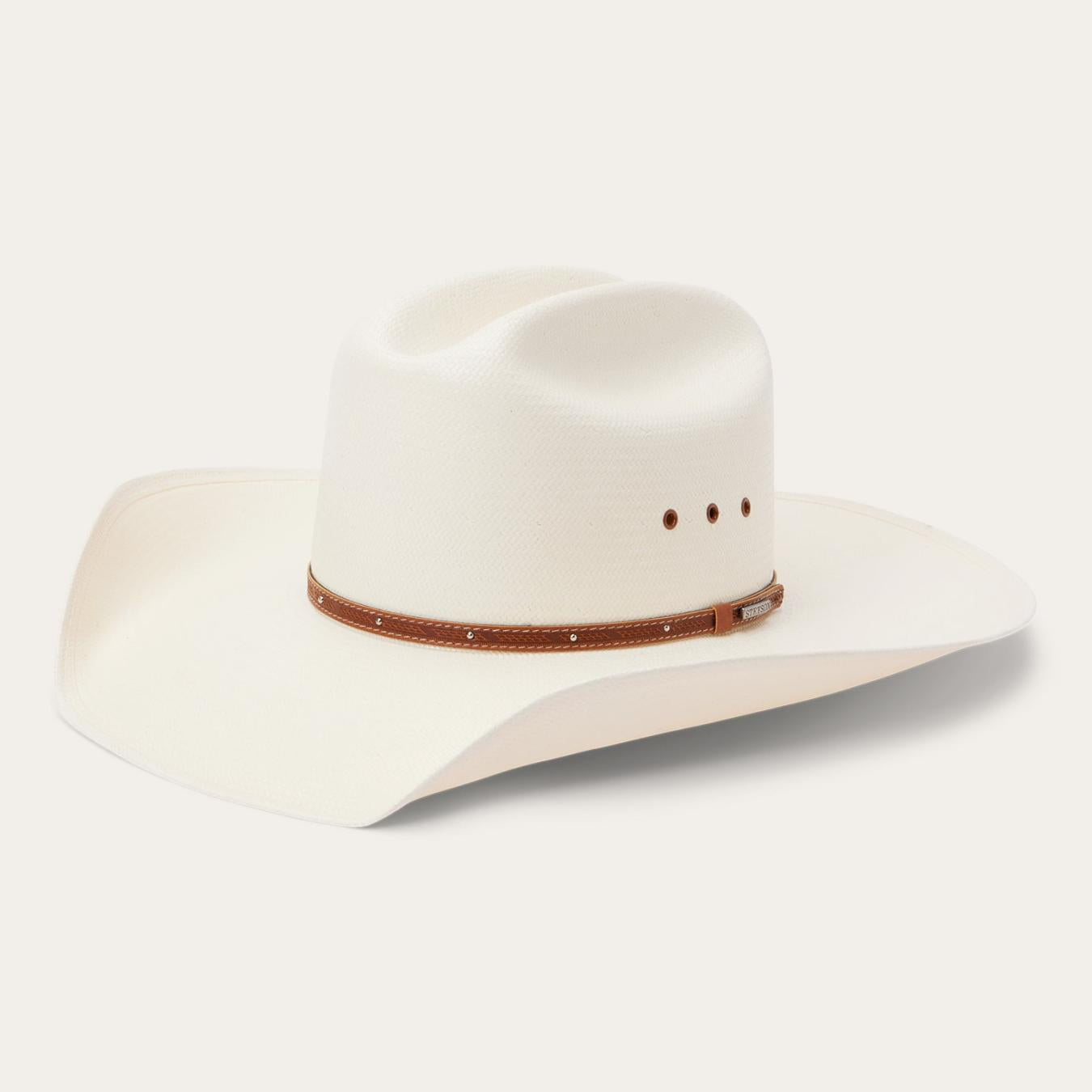 Men/Women Western Stetson Stanhope 10X Straw Cowboy Hat Natural
